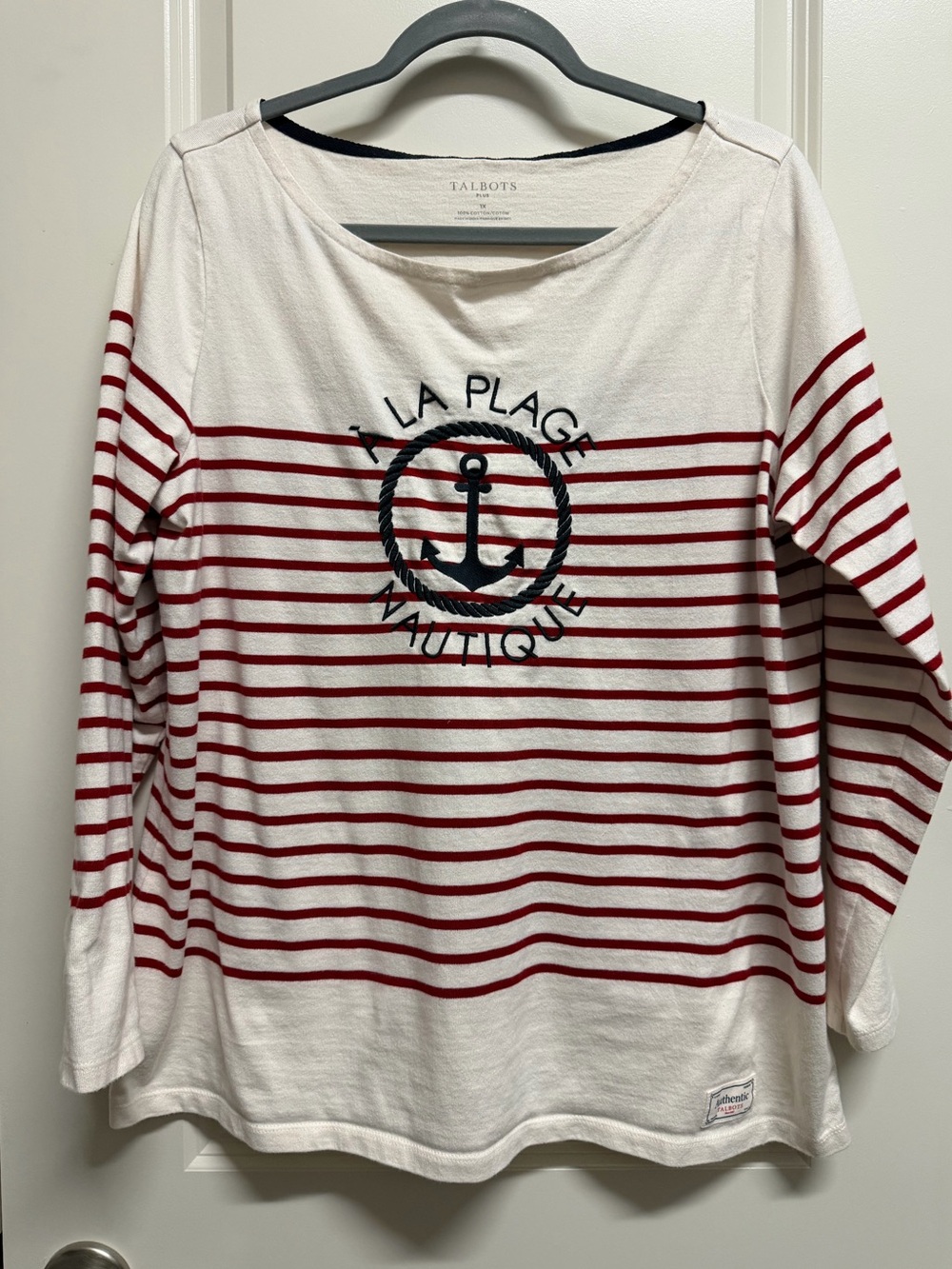 Talbots Red & White Nautical Stripe Top